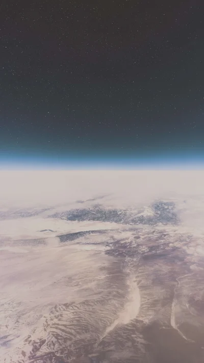 Earth's curved horizon viewed from space